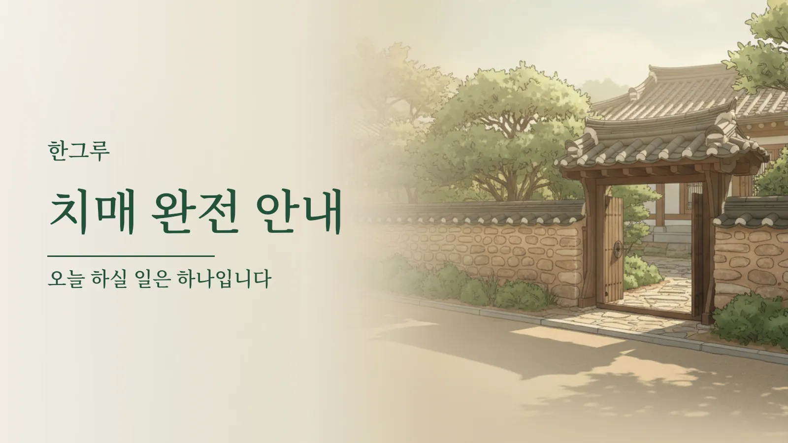 이른 아침 햇살이 드는 골목의 낮은 담장과 열린 대문 사진
