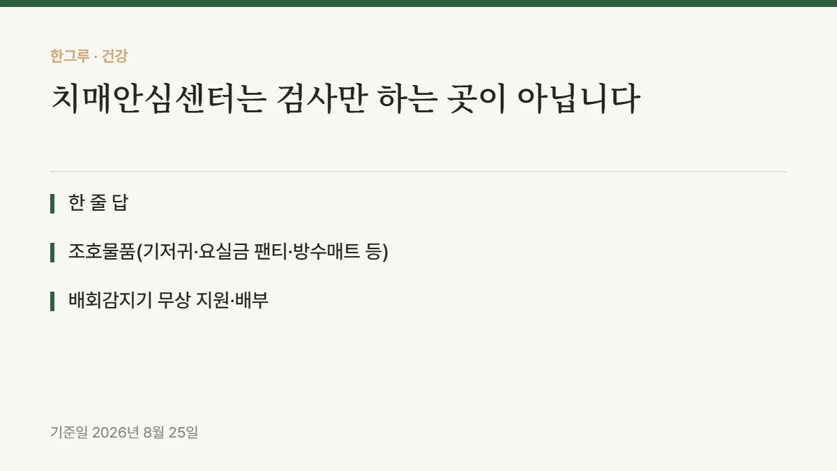 치매안심센터는 검사만 하는 곳이 아닙니다 — 핵심 요약
