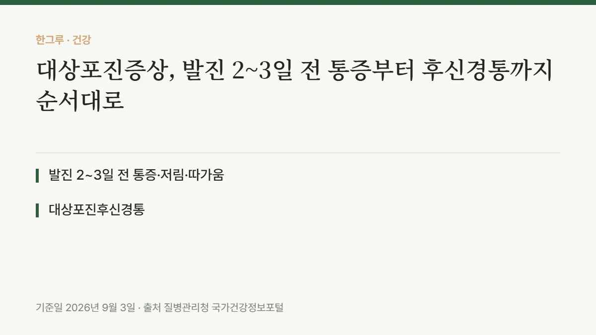 대상포진증상, 발진 2~3일 전 통증부터 후신경통까지 순서대로 — 핵심 요약