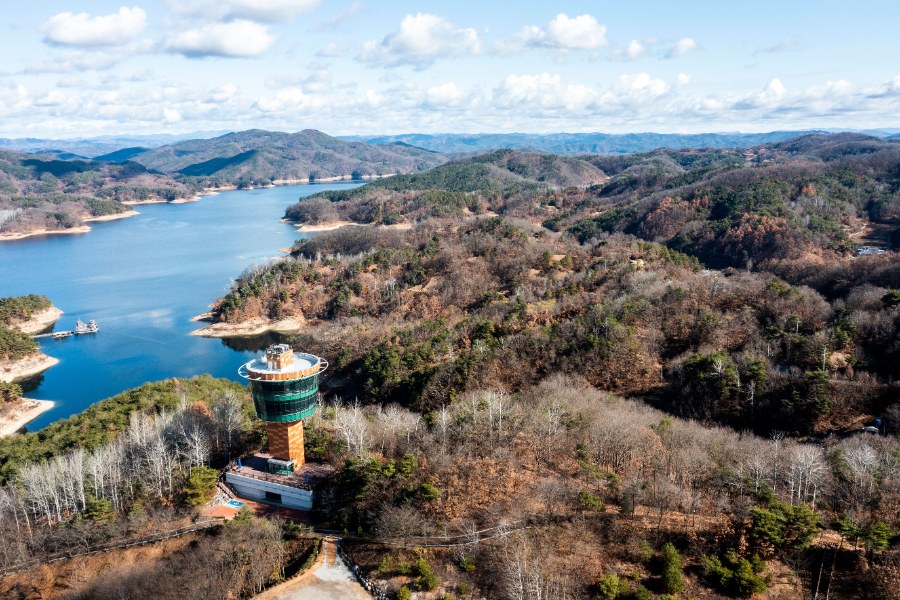 하늘에서 본 안동문화관광단지와 안동호